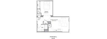 A floor plan for a studio apartment is labeled "STUDIO BS-4 519 SF".