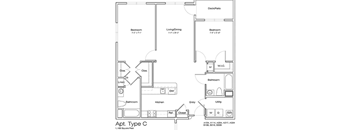 Apt Type C floor plan with dimensions and room labels.