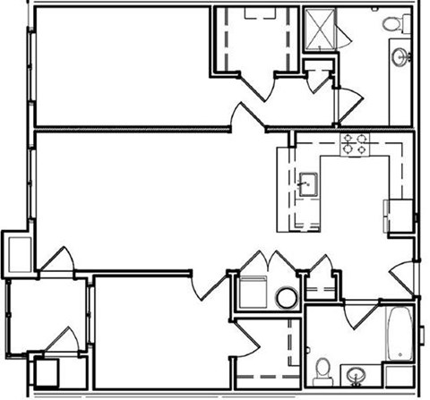 A black and white floor plan of a house with multiple rooms.