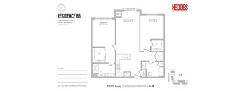 A floor plan for a residence with two bedrooms and a bath.