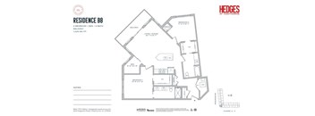 A floor plan for a residence with two bedrooms and a den.