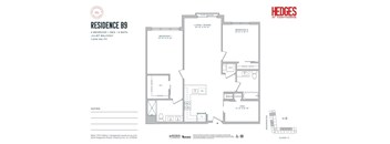 A floor plan for a residence with two bedrooms and a den.