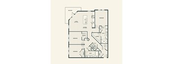 A black and white floor plan of an apartment with a balcony.
