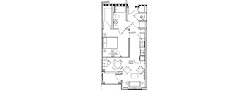 A floor plan of a kitchen with a relocated kitchen and an option to delete a cabinet.
