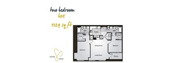 A floor plan of a two bedroom apartment at Siena Park.