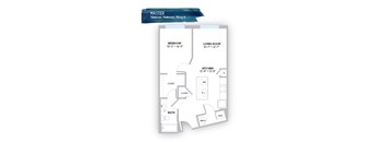 a floor plan of a small house with a bedroom and a living room
