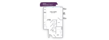 a floor plan of a house with a bedroom and a living room