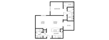 a floor plan of a house with a bedroom and a living room