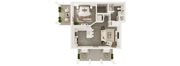 a floor plan of a bedroom with a bathroom and a living room