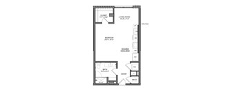 a floor plan of a 1 bedroom floor plan