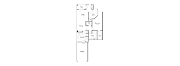 A floor plan of a house with a garage.