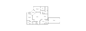 A floor plan of a house with a garage.