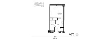 A black and white image of a floor plan for an apartment.
