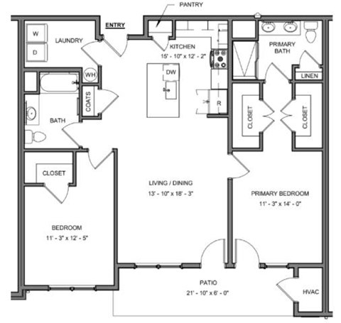 A black and white floor plan of a house with labeled rooms and dimensions.