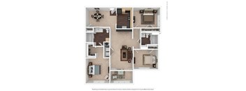 A floor plan of a house with a kitchen, living room, dining room, and bedrooms.