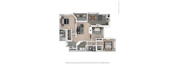 A floor plan of a house with a kitchen, living room, and bedrooms.