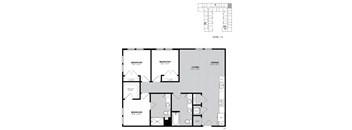 A black and white image of a floor plan for a living space.