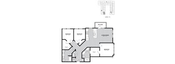 A black and white image of a house floor plan with a balcony.