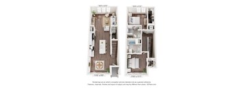 Two floor plans of a small apartment, one with a loft and one with a staircase.