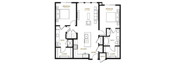 A black and white image of a house floor plan.
