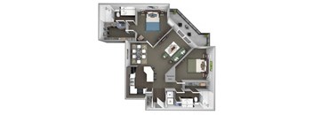 A floor plan of a house with a mechanical room and a kitchen.