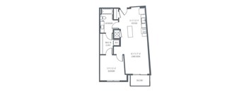 A floor plan of a house with a balcony and a living room.