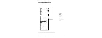 A black and white image of a floor plan for a Second + Second property.