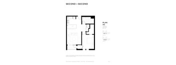 A black and white image of a floor plan for a Second + Second property.