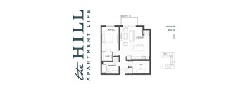 A floor plan for a two-bedroom apartment at The Jull Apartment Life.