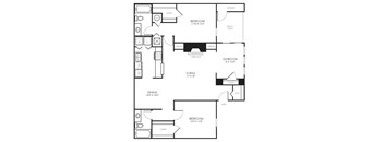 A black and white image of a floor plan for a home with labeled rooms and measurements.