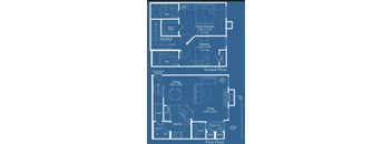 A blueprint shows the layout of a house with a master bedroom on the second floor and a den on the first floor.