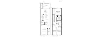 A black and white floor plan of a two-story house.