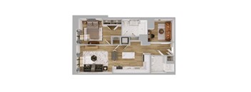 A detailed floor plan of a modern apartment layout.