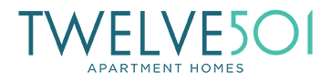 A logo for twelve501 apartment homes.