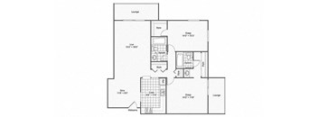 A floor plan of a house with a lounge, study, and kitchen.