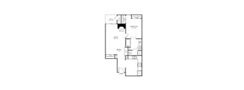 A floor plan of a house with a living room, dining room, kitchen, bedroom, and bathroom.