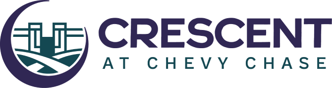 The image is a logo for Crescent at Chevy Chase.