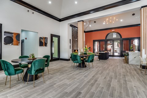 Resident clubhouse lounge at The Lana, Dallas apartments