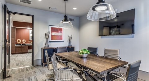 Conference room at The Carson at Twin Creeks, Allen apartments