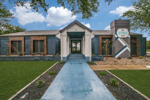 A building with a sign that says "The Republic West".