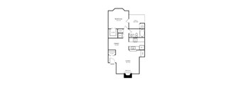 A black and white image of a floor plan for a living space.