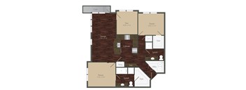A floor plan of a house with labeled rooms such as Chill, Den, Dream, Lounge, Culinate, Style, Splash, Pantry, Desk, and Utility.