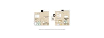 A floor plan of a home with two bedrooms, a living room, a dining room, a kitchen, a bath, a walk-in closet, and a patio.