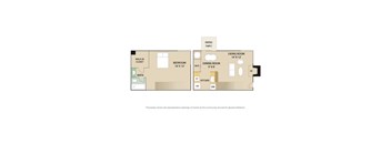 A floor plan of a home with a living room, dining room, bedroom, bathroom, and kitchen.