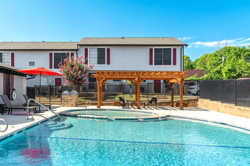 take a dip in the resort style pool