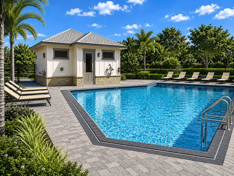 Resort-style pool at Highland Ridge Townhomes in Gainesville, FL.