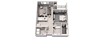 A black and white image of a floor plan of a house.