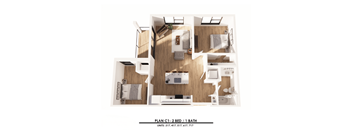 A 2 bedroom apartment with 1 bathroom is displayed.