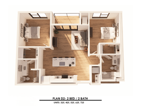 2 bedroom, 2 bathroom