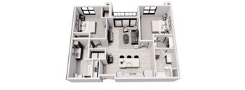 A black and white image of a house layout.